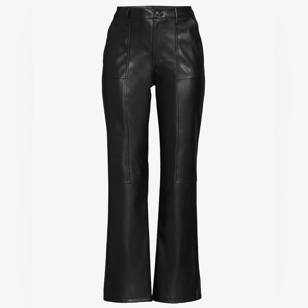 Scoop | Women’s Faux Leather Straight Pants | Black